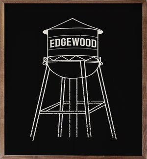 Personalized Town Sketch Water Tower Black